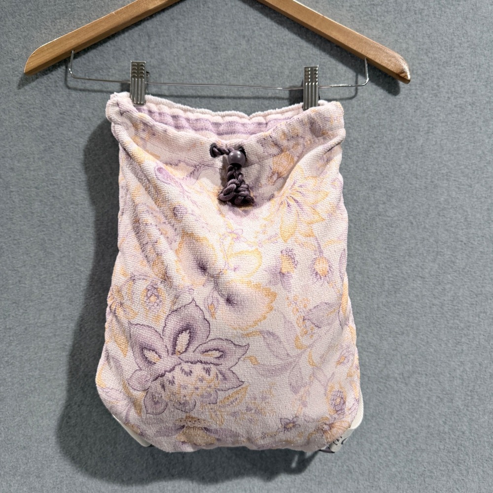 Victorias Secret Purple Floral boho beach Striped 2-1 Spa Bath Towel back pack